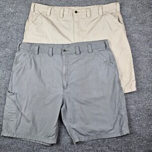 Carhartt Carpenter Short Men 48 Cotton Workwear Tan‎ Grey Loose Fit Lot of 2